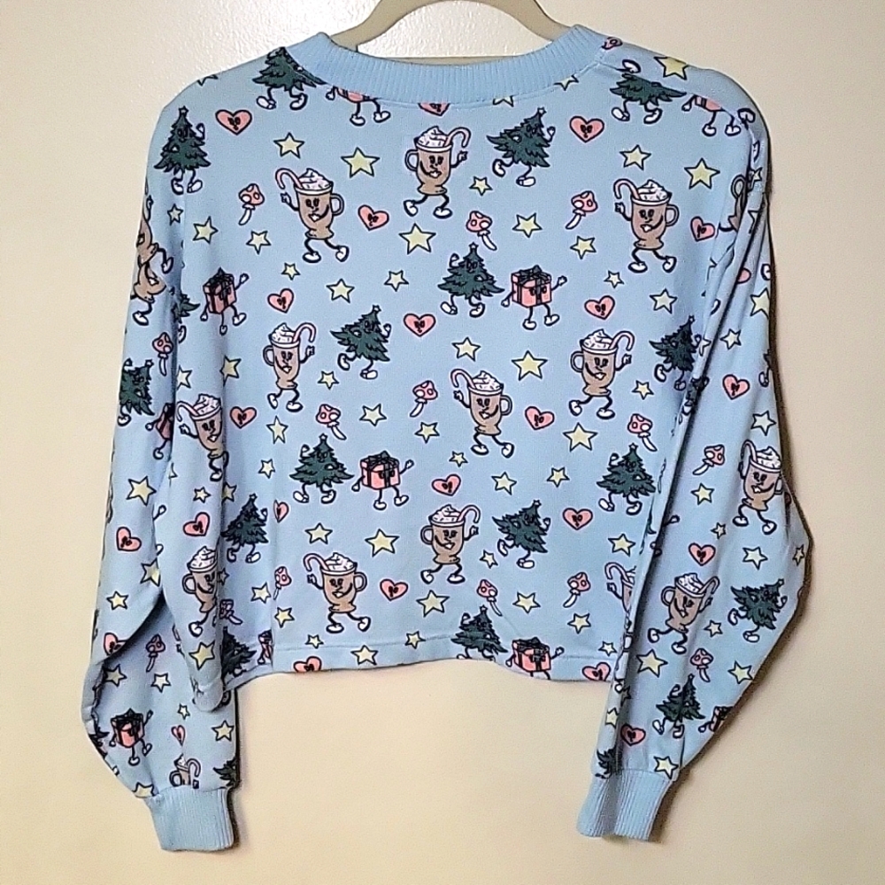 Women's Medium Holiday Lounge Crop Sweater Top Sleepwear By American Eagle - Picture 2 of 9